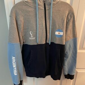 Kids FIFA Wolrd Cup 2022 Argentina Themed Hoodie - Gray and Blue